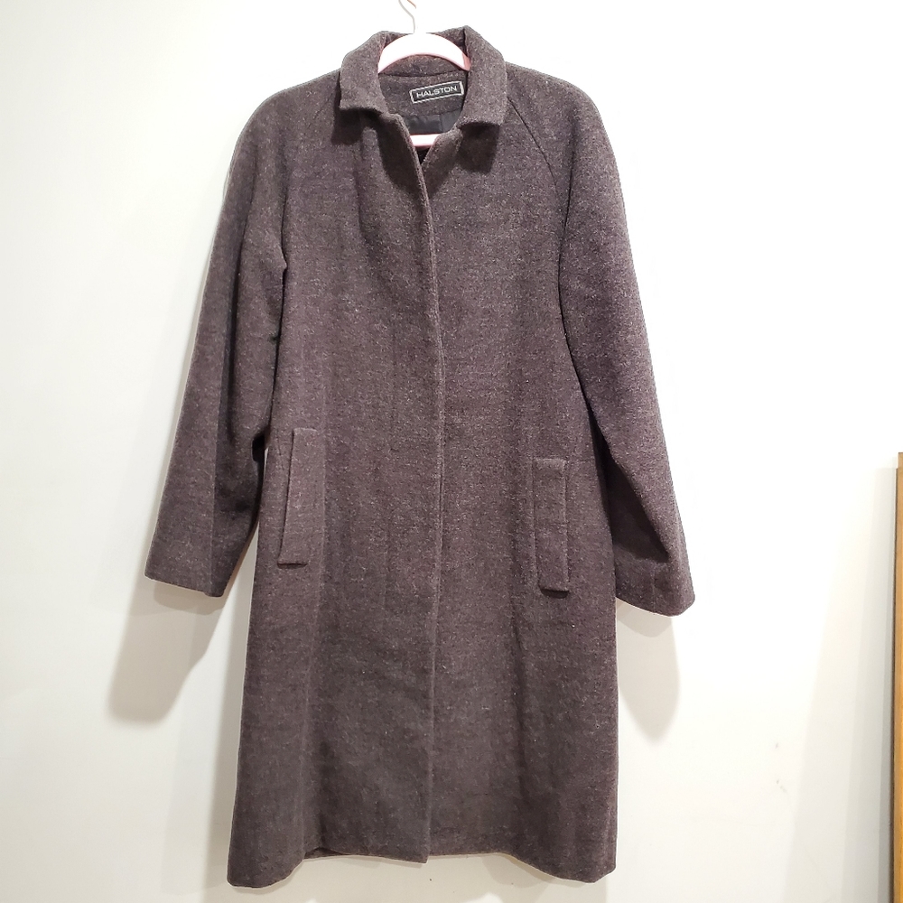 Halston Heritage 100% Wool Gray Trench Coat